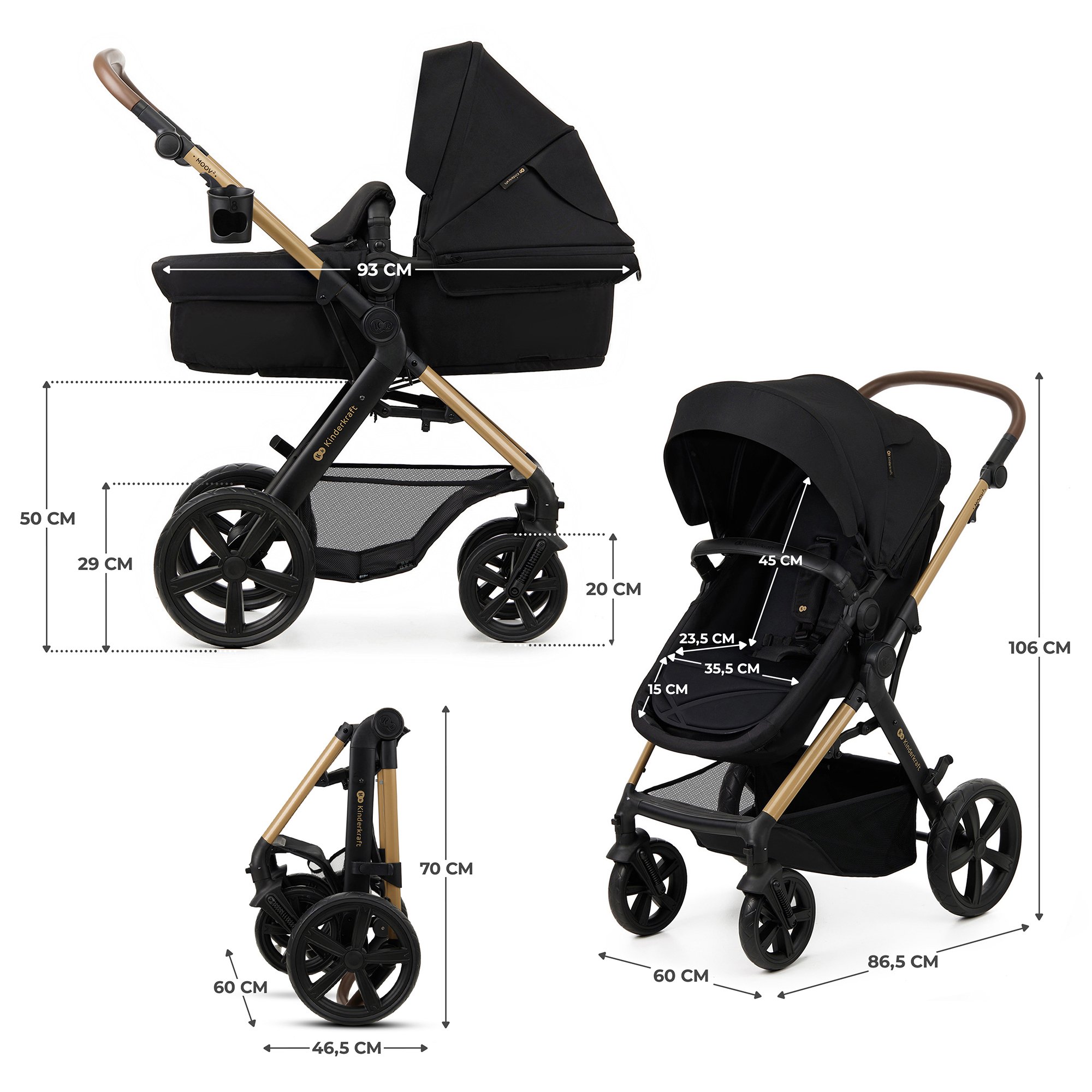 Βρεφικό Travel Set 3 in 1 MOOV CT Pure BlackEVA WHEELS