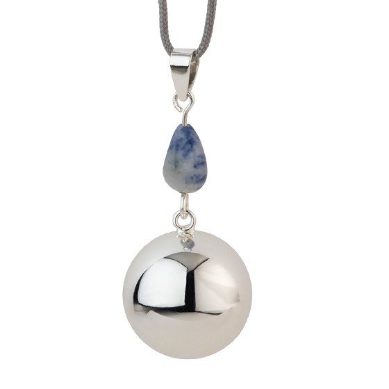 Bola μελωδικό Μενταγιόν εγκυμοσύνης- Silver bluegrey stone